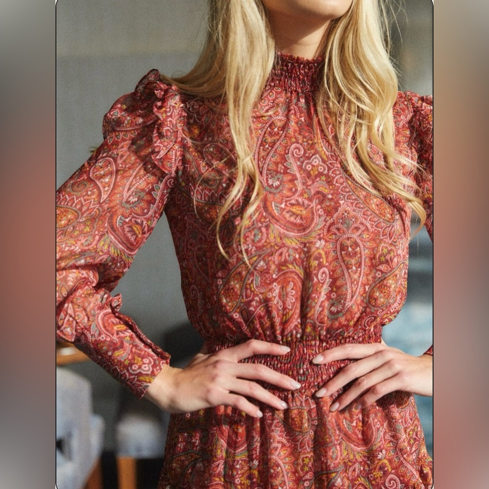 Misa Los Angeles Gianna Paisley Mini Dress Large NWOT - Picture 5 of 7